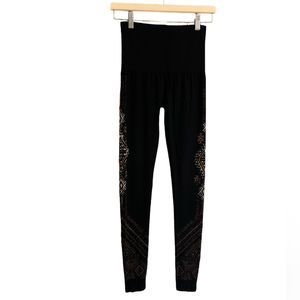M Rena Black Aztec Print High Rise Leggings